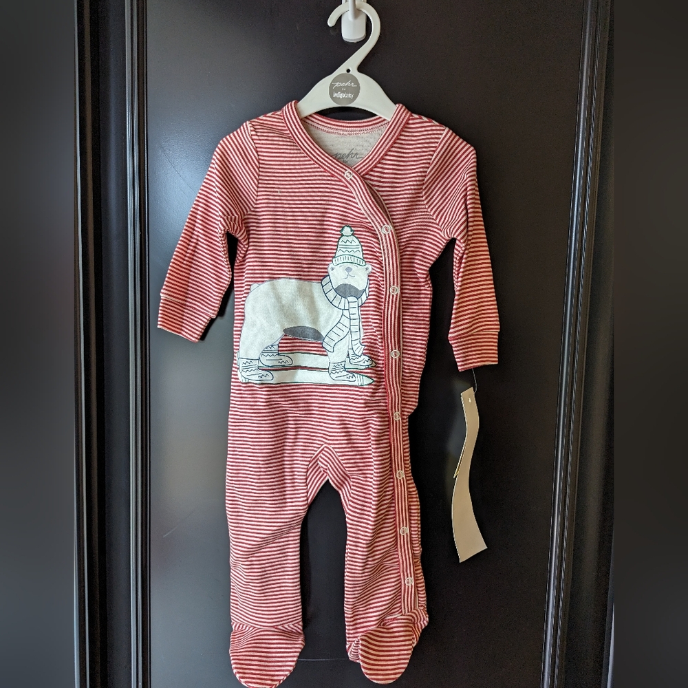 Indigo Baby Red Sleeper with Polar Bear Design